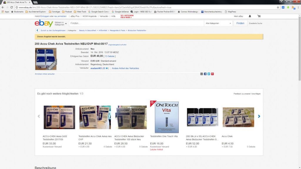 Blutzucker Teststreifen günstig auf ebay kaufen